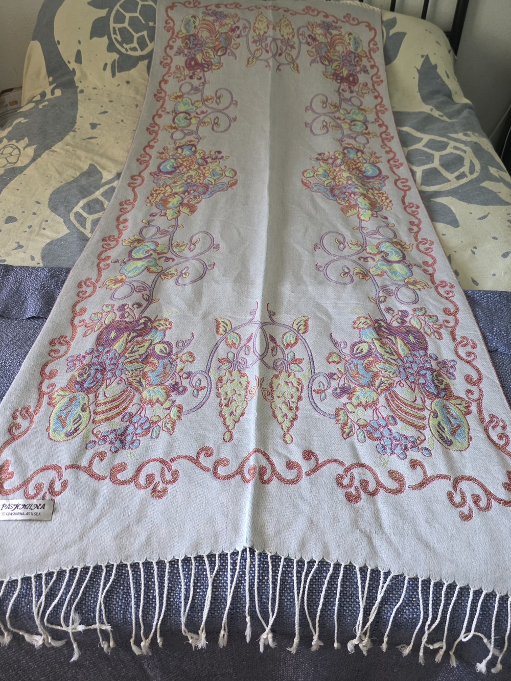Floral Pashmina And Silk Wrap